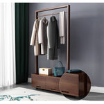 Casaconer | ハンガーラック・幅80cm・おしゃれ・木製・パイプハンガー・木製ハンガーラック・洋服掛け・コートハンガー・ハンガーパイプ・衣類収納・玄関収納・子供・大人・家庭用・北欧・・コンパクト・シンプル・棚付き・ブラウン・人気・新生活