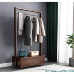 Casaconer | ハンガーラック・幅80cm・おしゃれ・木製・パイプハンガー・木製ハンガーラック・洋服掛け・コートハンガー・ハンガーパイプ・衣類収納・玄関収納・子供・大人・家庭用・北欧・・コンパクト・シンプル・棚付き・ブラウン・人気・新生活