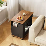 Casaconer | サイドテーブル・ナイトテーブル・多機能・昇降式・キャスター付き・収納付き・幅70cm・おしゃれ