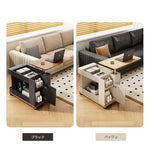 Casaconer | サイドテーブル・ナイトテーブル・多機能・昇降式・キャスター付き・収納付き・幅70cm・おしゃれ