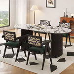 Casaconer | ダイニングチェア・アーム付き・木製・幅45.5×奥行51×高さ79cm・座面高45cm・プリント背もたれ・2色展開・モダン・北欧