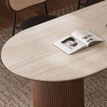 Casaconer | セラミックダイニングテーブル・半円・楕円形・無垢材脚・2人/4人/6人/8人/10人掛け・おしゃれ・高さ75cm