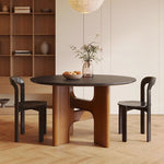 Casaconer | セラミックダイニングテーブル・無垢材脚・丸食卓・おしゃれ・2人/4人/6人/8人/10人掛け・高さ75cm