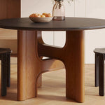 Casaconer | セラミックダイニングテーブル・無垢材脚・丸食卓・おしゃれ・2人/4人/6人/8人/10人掛け・高さ75cm