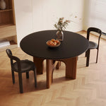 Casaconer | セラミックダイニングテーブル・無垢材脚・丸食卓・おしゃれ・2人/4人/6人/8人/10人掛け・高さ75cm