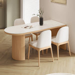 Casaconer | セラミックダイニングテーブル・無垢材脚・半円・白の天板・食卓・2人/4人/6人/8人掛け・おしゃれ・高さ75cm