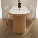 Casaconer | セラミックダイニングテーブル・無垢材脚・半円・白の天板・食卓・2人/4人/6人/8人掛け・おしゃれ・高さ75cm