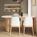 Casaconer | セラミックダイニングテーブル・無垢材脚・半円・白の天板・食卓・2人/4人/6人/8人掛け・おしゃれ・高さ75cm