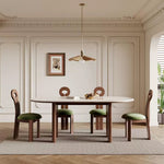 Casaconer | セラミックダイニングテーブル・白の天板・半円・無垢材脚・2人/4人/6人/8人掛け・おしゃれ・高さ75cm