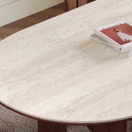 Casaconer | セラミックダイニングテーブル・白の天板・半円・無垢材脚・2人/4人/6人/8人掛け・おしゃれ・高さ75cm