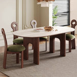 Casaconer | セラミックダイニングテーブル・白の天板・半円・無垢材脚・2人/4人/6人/8人掛け・おしゃれ・高さ75cm