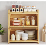 Casaconer | キャビネット卓上収納・竹制・化粧品収納・収納ボックス・卓上収納・化粧品収納ケース・小物収納・収納ケース・デスク収納・机上収納・リビング・寝室・奥行31・2段