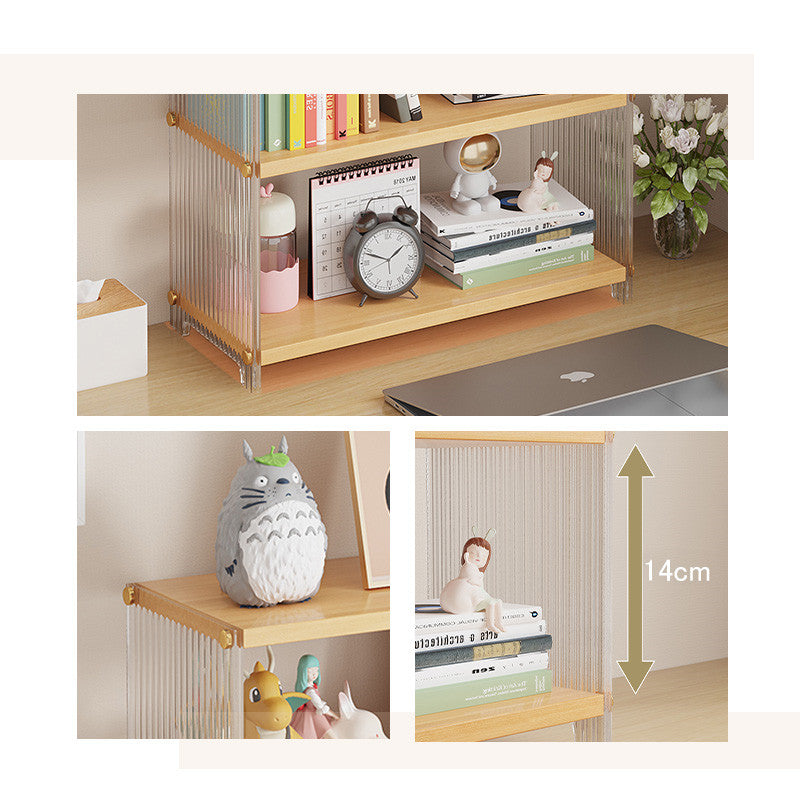 Casaconer | キャビネット卓上収納・竹制・化粧品収納・収納ボックス・卓上収納・化粧品収納ケース・小物収納・収納ケース・デスク収納・机上収納・リビング/寝室/テーブル/事務室・奥行15・3段