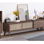 テレビ台,ローボード,TVボード,ラタン,キャビネット,収納,引き出し,リビング,無垢材,ナチュラル,本棚