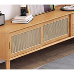 テレビ台,ローボード,TVボード,ラタン,キャビネット,収納,引き出し,リビング,無垢材,ナチュラル,ラタン扉