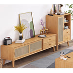 テレビ台,ローボード,TVボード,ラタン,キャビネット,収納,引き出し,リビング,無垢材,ナチュラル,胡桃色