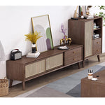 テレビ台,ローボード,TVボード,ラタン,キャビネット,収納,引き出し,リビング,無垢材,ナチュラル,本棚