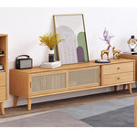 テレビ台,ローボード,TVボード,ラタン,キャビネット,収納,引き出し,リビング,無垢材,ナチュラル,整理整頓