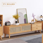 テレビ台,ローボード,TVボード,ラタン,キャビネット,収納,引き出し,リビング,無垢材,ナチュラル
