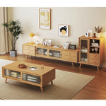 テレビ台,ローボード,TVボード,ガラス,扉付き,引き出し,収納,リビング,無垢材,ナチュラル,本棚