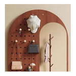 全身鏡,壁掛けミラー,収納,ミラー,姿見,シンプル,木目調,玄関,リビング,ベッドルーム,1人暮らし,胡桃色,丸み